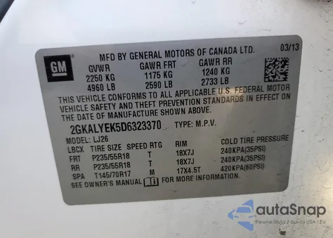 2013 GMC Terrain Denali из США, поврежденный, VIN 2GKALYEK5D6323370